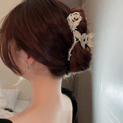 Pince à cheveux pour chignon avec rose incrustée