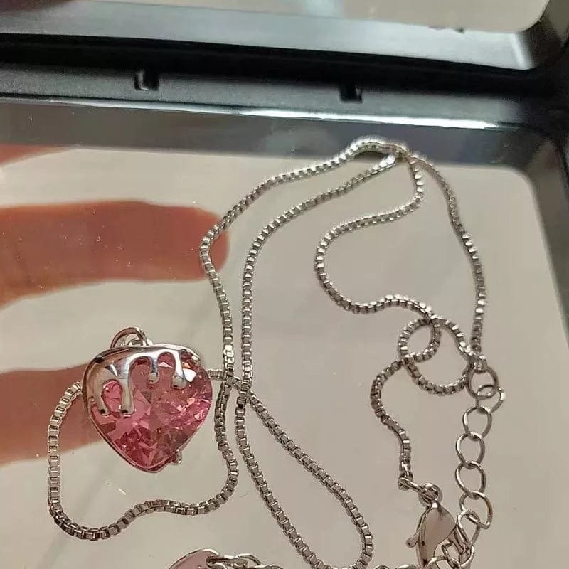 Diamond Cut Crystal Heart Pendant Necklace