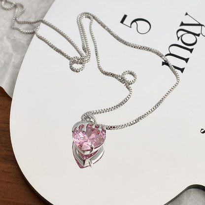 Diamond Cut Crystal Heart Pendant Necklace