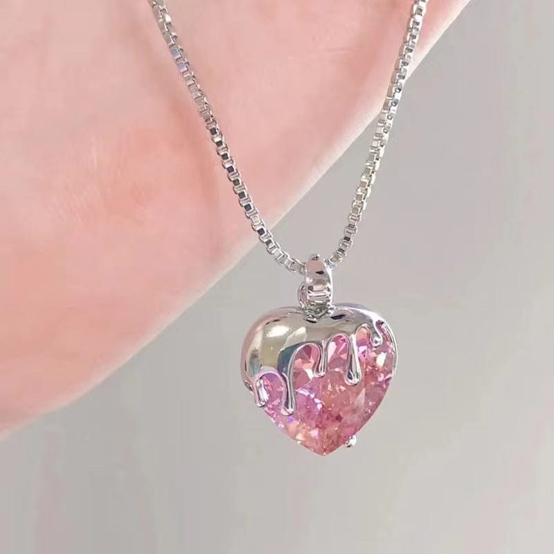 Diamond Cut Crystal Heart Pendant Necklace