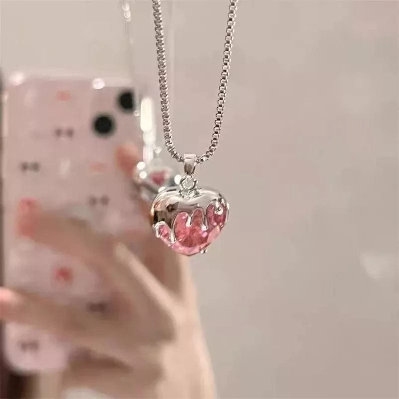 Diamond Cut Crystal Heart Pendant Necklace