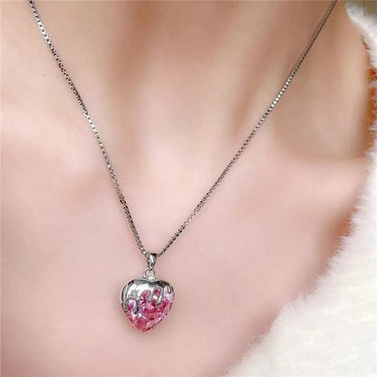 Diamond Cut Crystal Heart Pendant Necklace