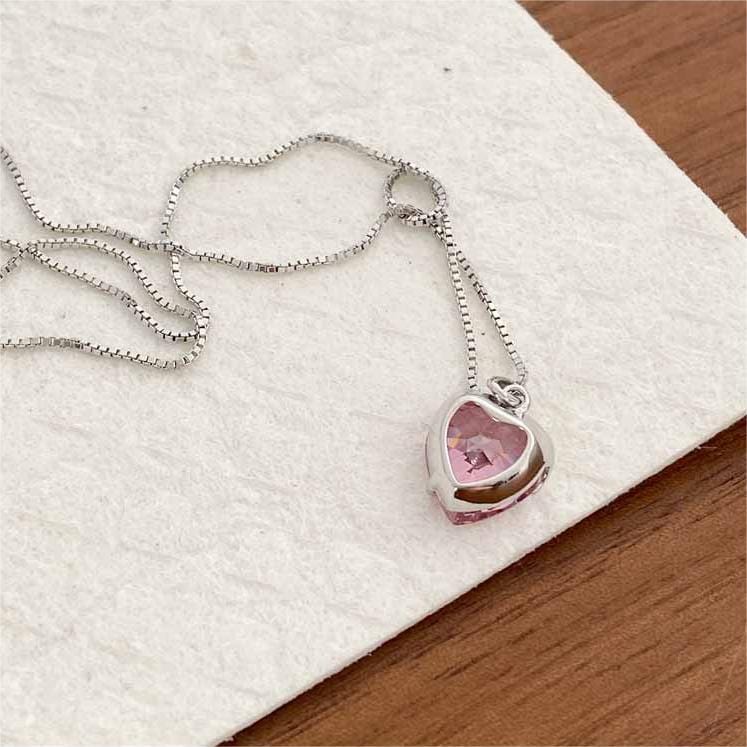 Diamond Cut Crystal Heart Pendant Necklace