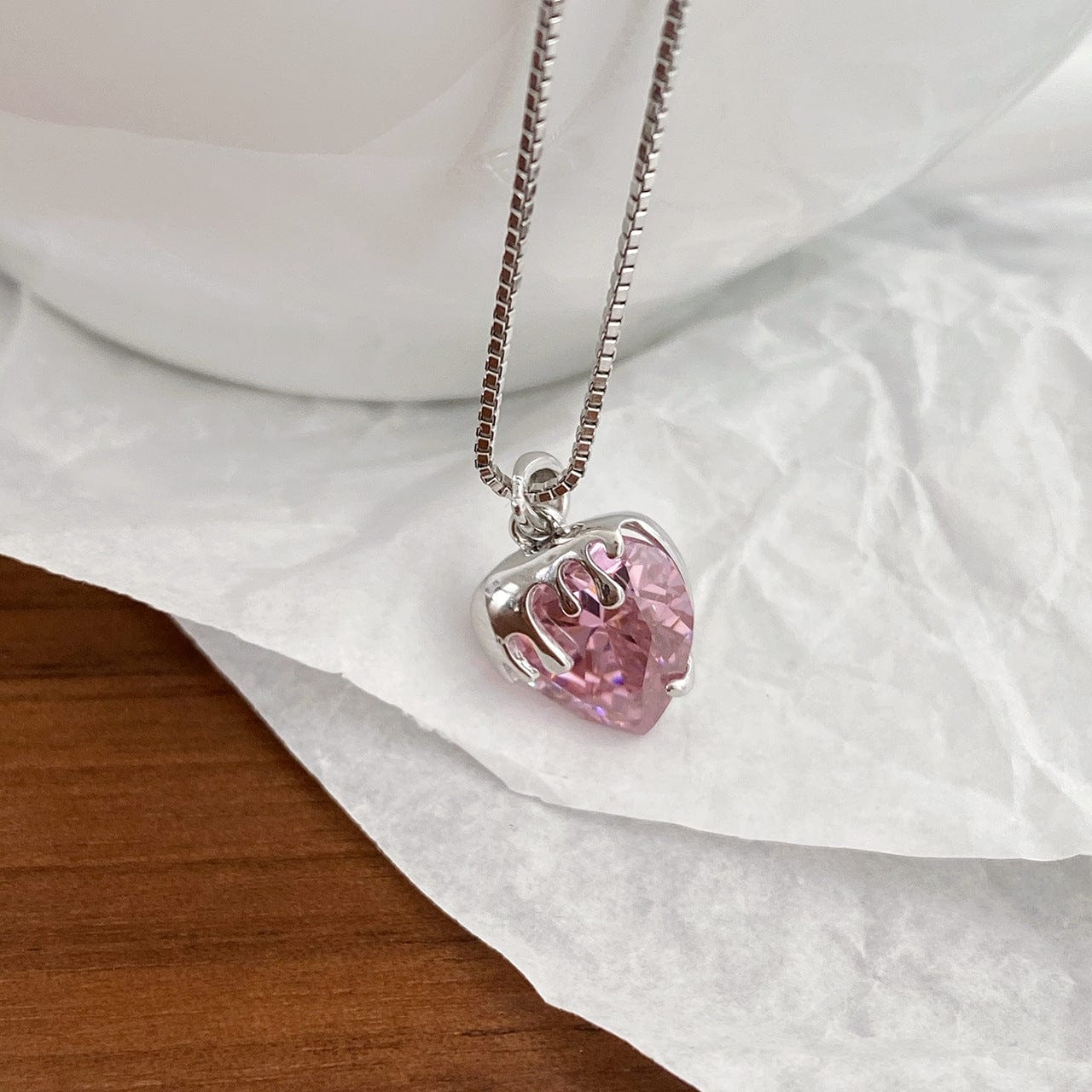 Diamond Cut Crystal Heart Pendant Necklace