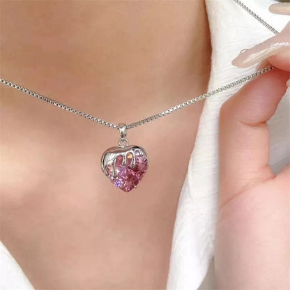 Diamond Cut Crystal Heart Pendant Necklace