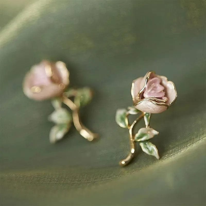 Chic Pink Rose Earrings