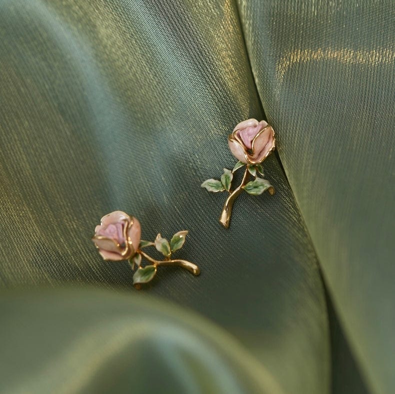 Chic Pink Rose Earrings