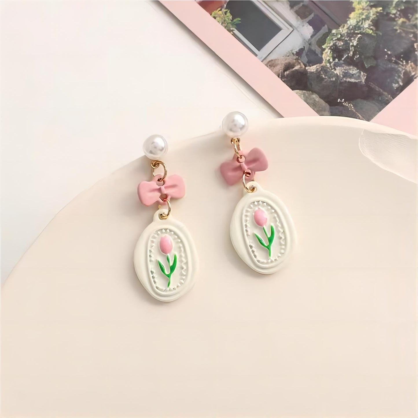 Chic Pink Tulip Earrings