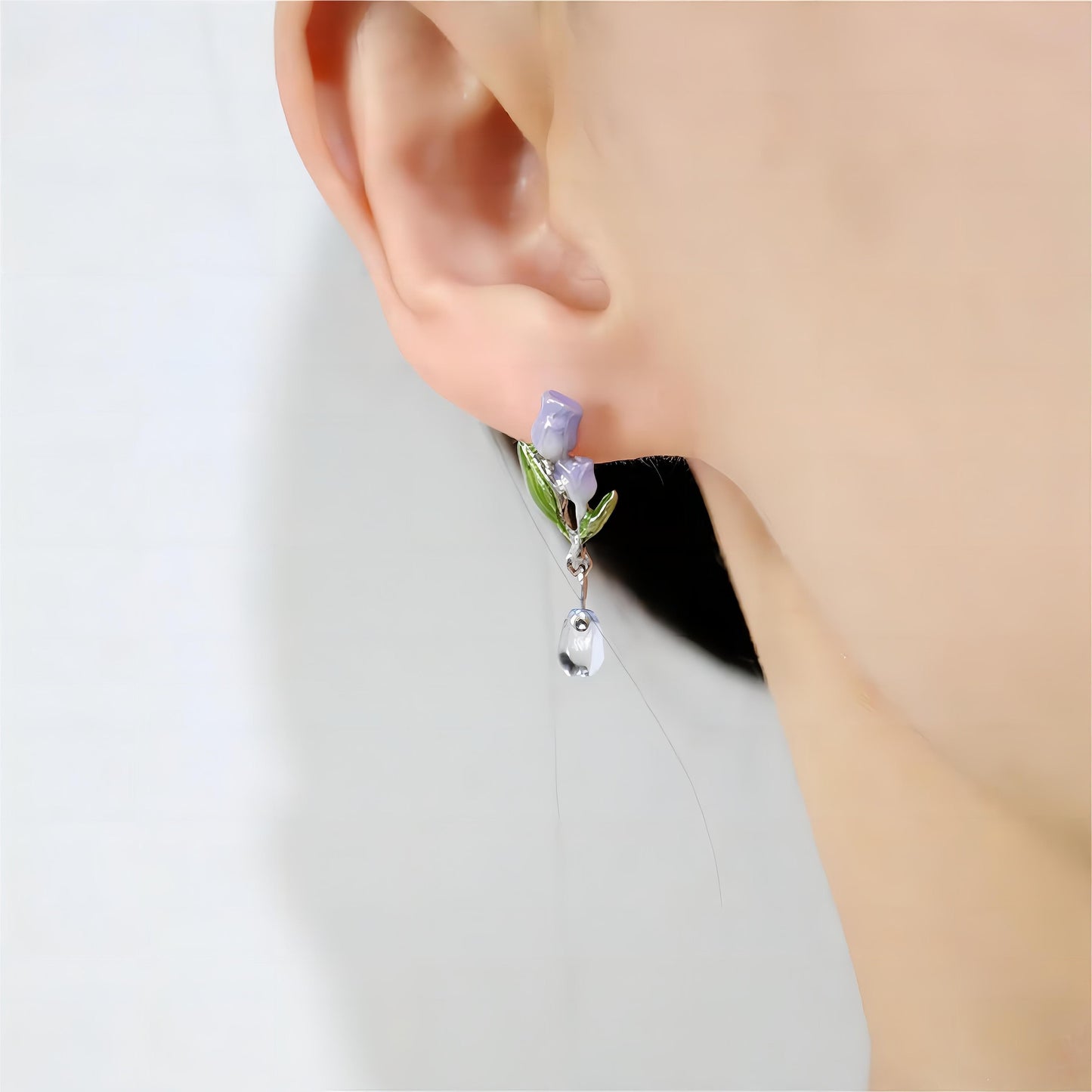 Enamel Tulip Dangle Earrings