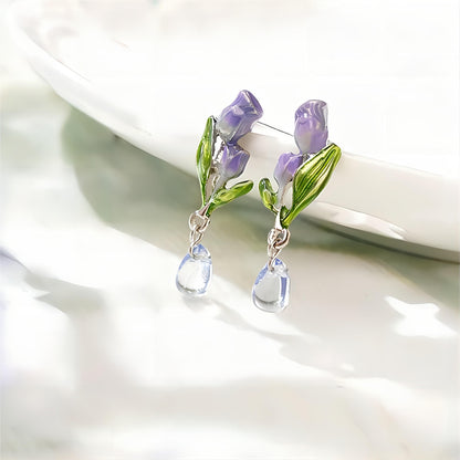 Enamel Tulip Dangle Earrings