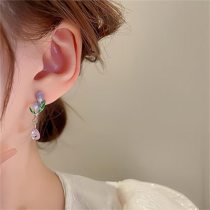 Enamel Tulip Dangle Earrings