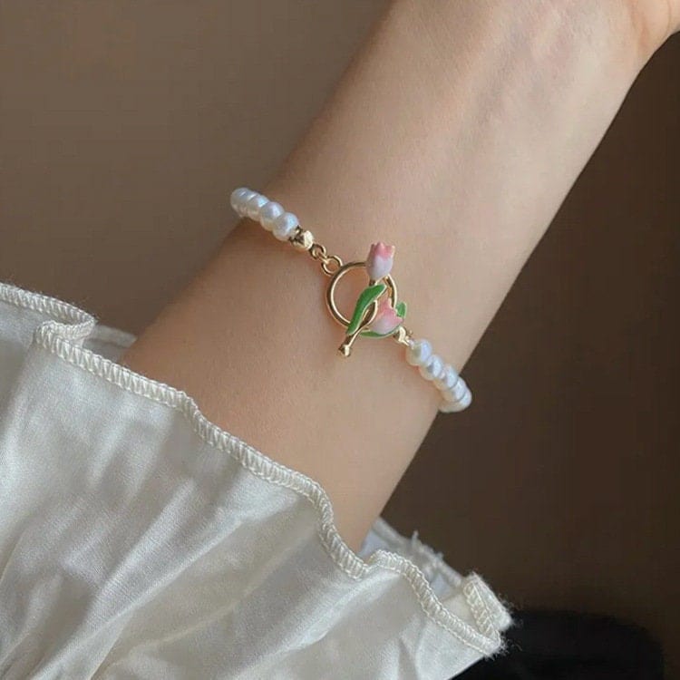 Tulpenperlen-Halsband-Armband-Set