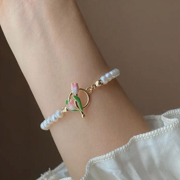 Tulpenperlen-Halsband-Armband-Set