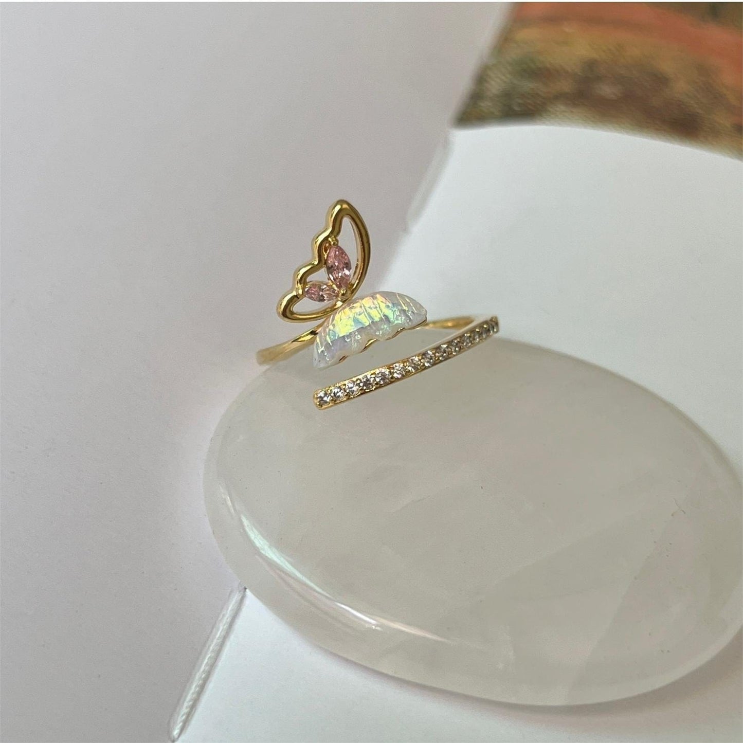 Chic Butterfly Pearl Ring Set