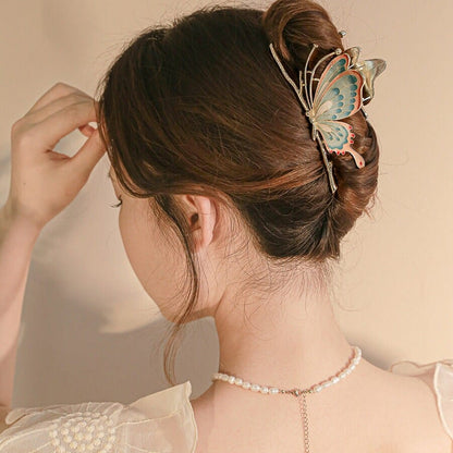 Barrette à chignon papillon faite main