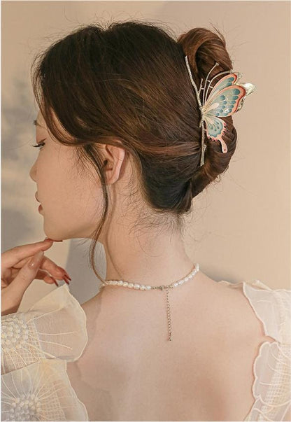 Barrette à chignon papillon faite main