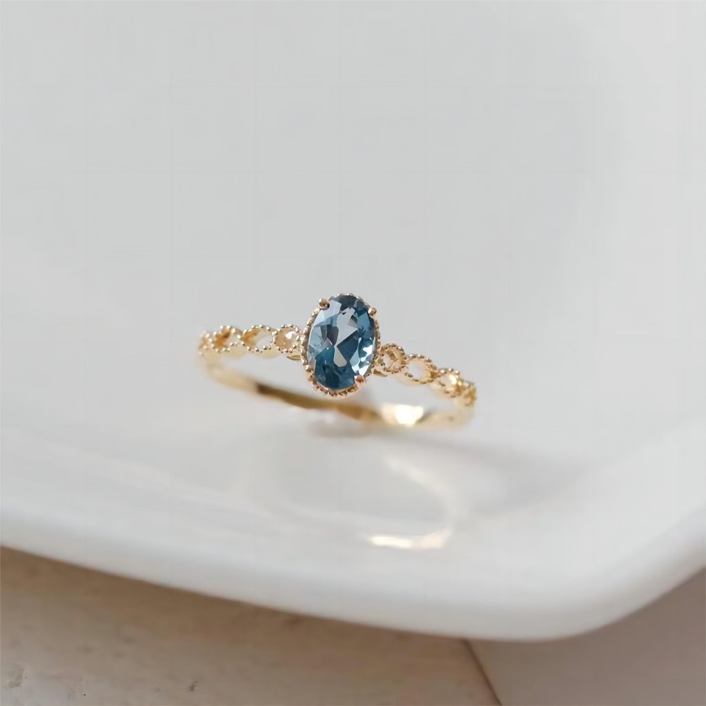 Sea Blue Topaz Ring