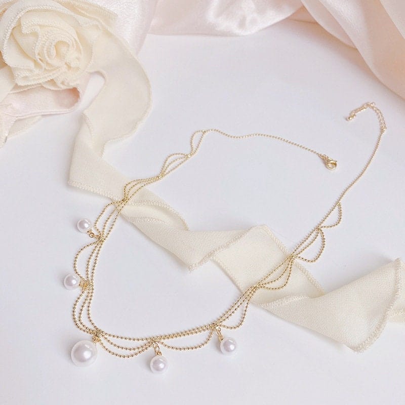 Pearl Tassel Ball Choker Necklace