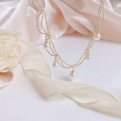 Pearl Tassel Ball Choker Necklace