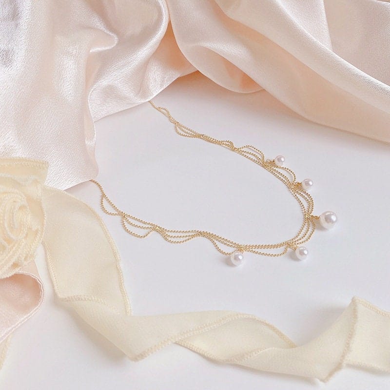 Pearl Tassel Ball Choker Necklace