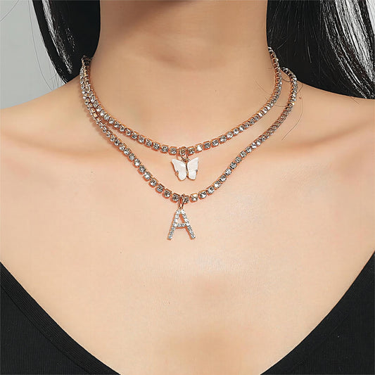 Ensemble collier ras du cou avec lettre initiale