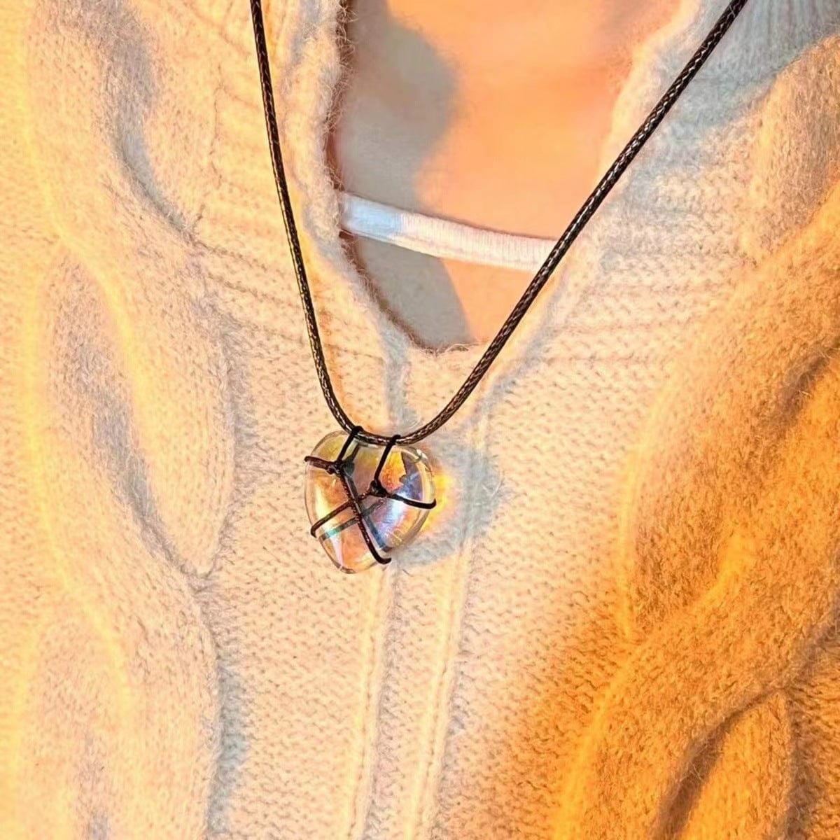 Heart Pendant Choker Necklace