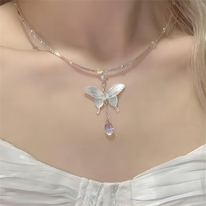 Collier Papillon Coquillage Perle GEM556