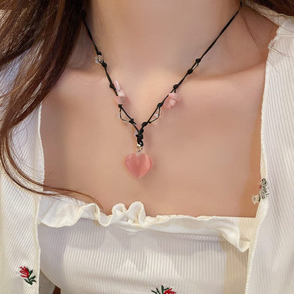 Collier assorti avec pendentif en forme de cœur