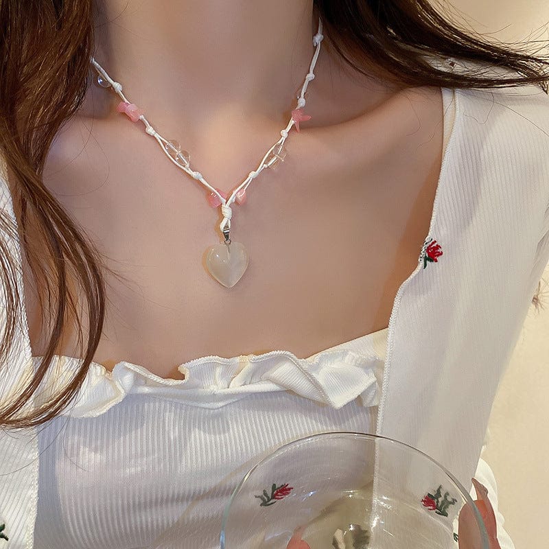 Collier assorti avec pendentif en forme de cœur