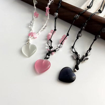 Collier assorti avec pendentif en forme de cœur