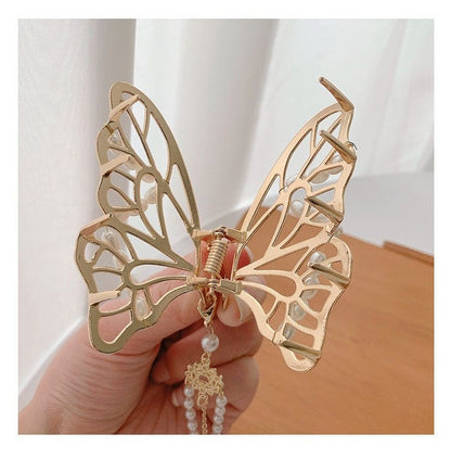 Pearl Chain Butterfly Claw Hair Clip