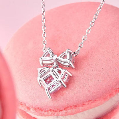 Chic Pink Bowknot Heart Necklace