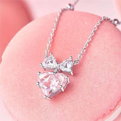 Chic Pink Bowknot Heart Necklace