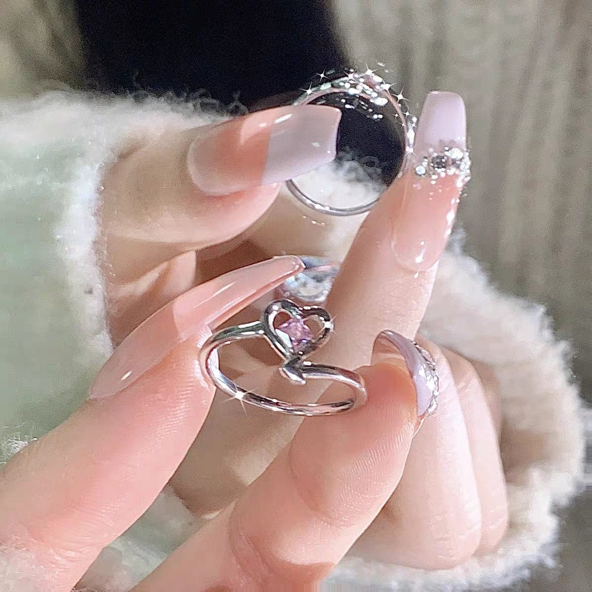 Chic Pink Devil Heart Ring