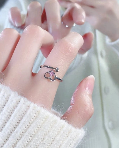 Chic Pink Devil Heart Ring