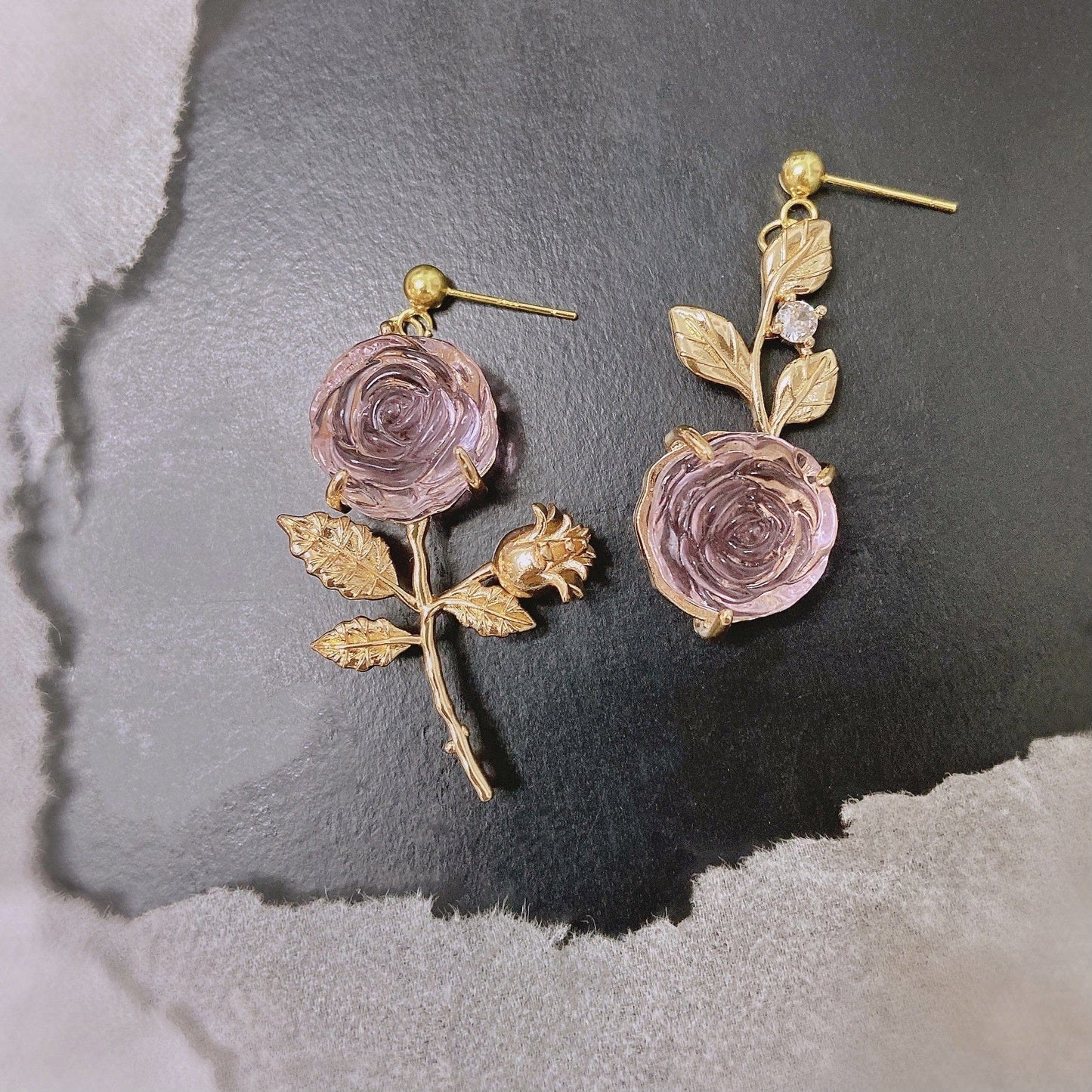 Chic Pink Rose Earrings