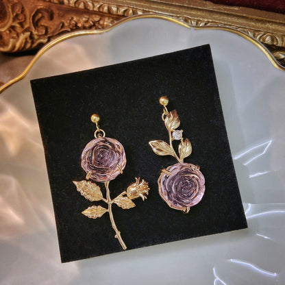 Chic Pink Rose Earrings