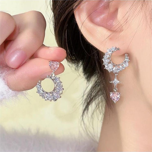 Chic Rhinestone Star Heart Earrings