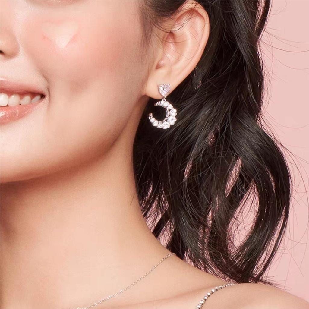 Chic Rhinestone Star Heart Earrings