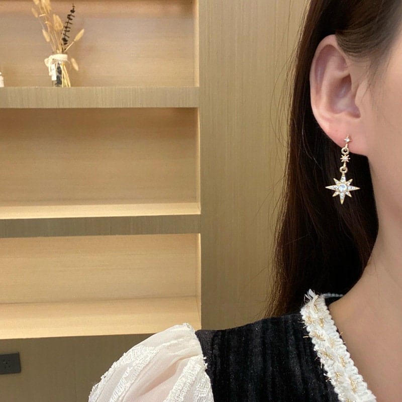 Chic Rhinestone Inlaid Moon Earrings