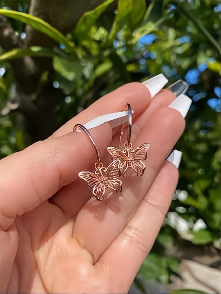 Rose Gold Butterfly Earrings