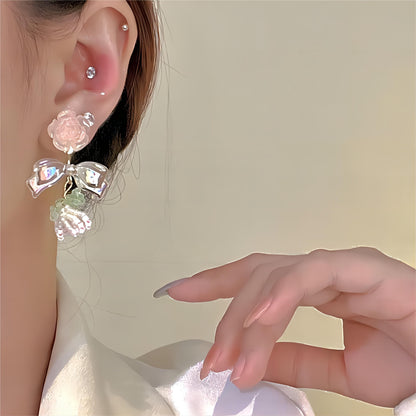 Floral Bowknot Rose Earrings