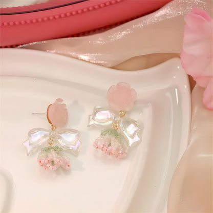 Floral Bowknot Rose Earrings