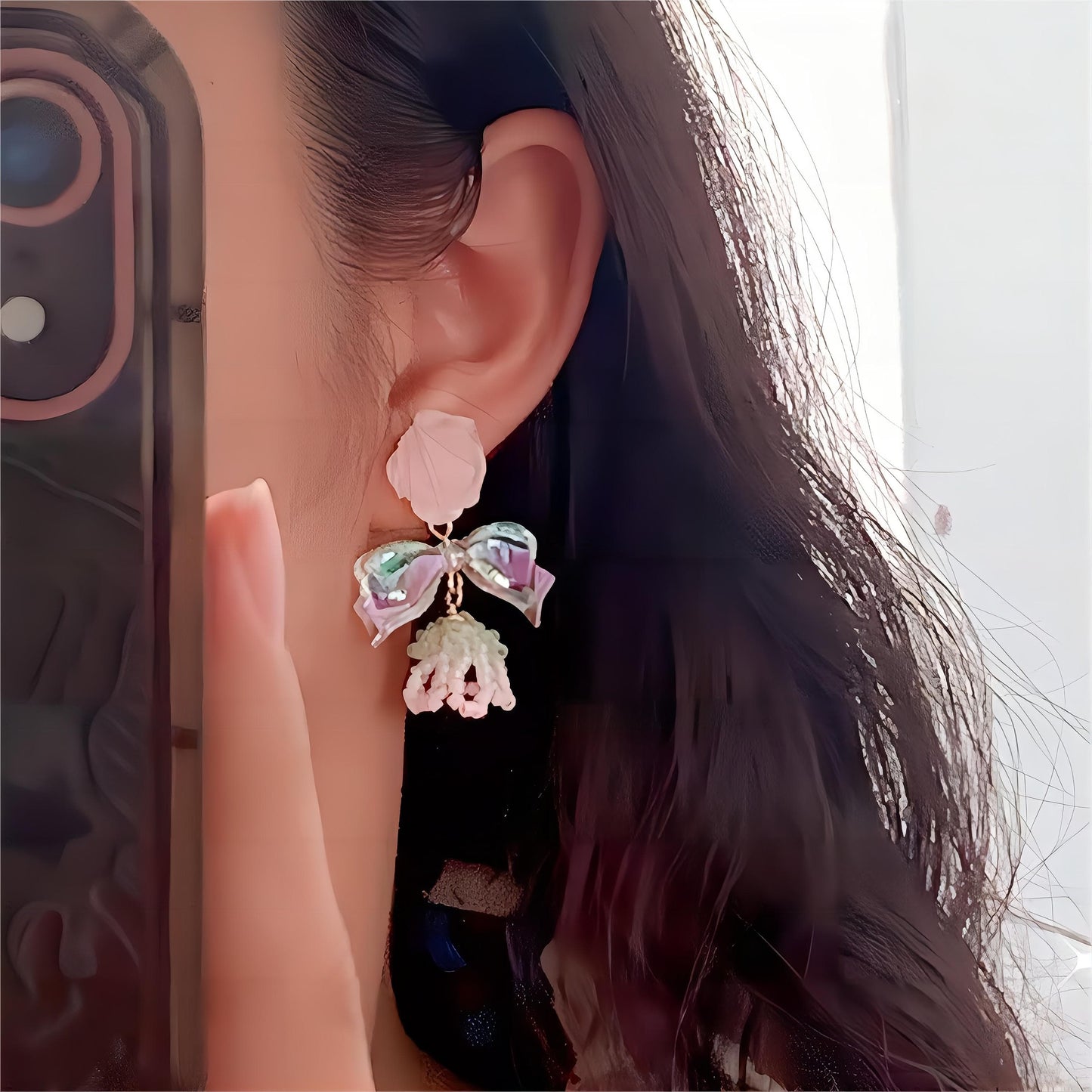 Floral Bowknot Rose Earrings