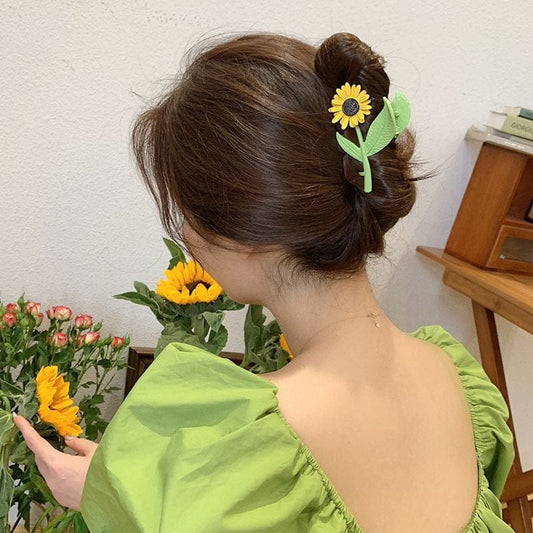 Haarspange mit Sonnenblumen-Chignon-Klaue, GEM596