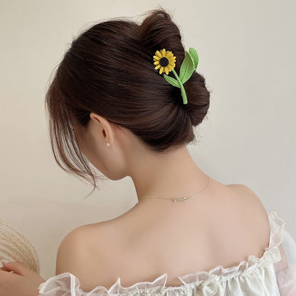 Haarspange mit Sonnenblumen-Chignon-Klaue, GEM596