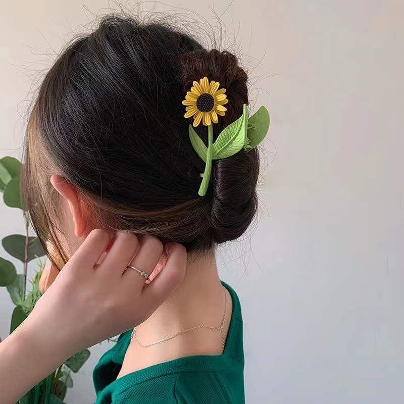 Haarspange mit Sonnenblumen-Chignon-Klaue, GEM596