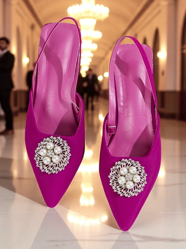 Slingback and Pumps Pearl Women's with Satin Blue