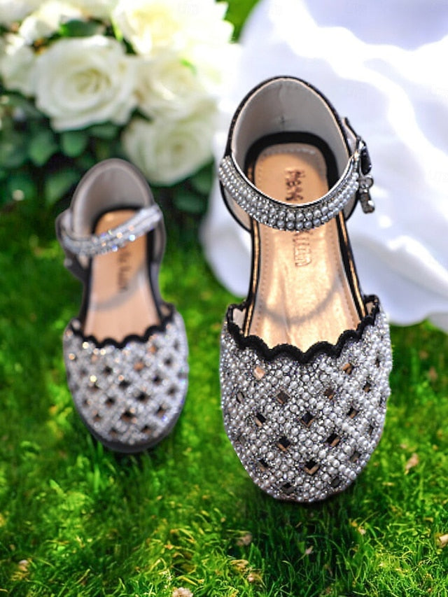 �?Shoes Girls' Rhinestone Jane Mary Sparkly Scalloped