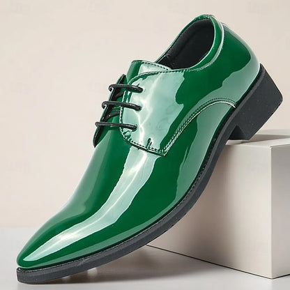Patent Formal Green – for Men Lace-Up Shoes Leather Glossy